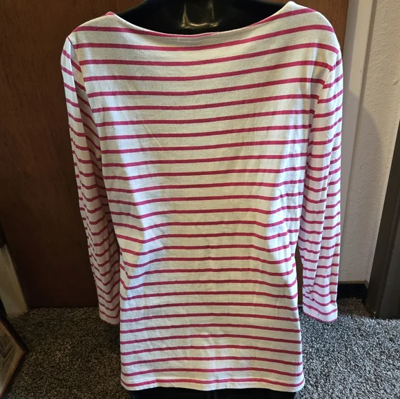 J.j Collectibles white & pink/red stripped t-shirt szM - Picture 7 of 8
